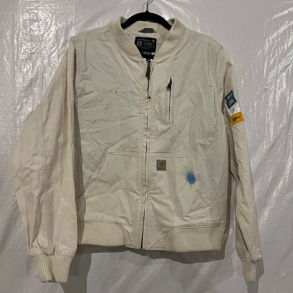 Carhartt Jackets & Blazers - NEW FLAWED Carhartt Cream Relaxed Fit Rugged Flex Jacket Size Large